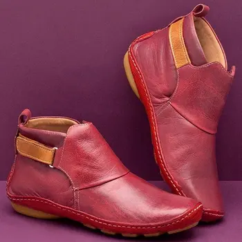 Осенне-зимние женские повседневные удобные регулируемые ботинки из мягкой кожи, модная теплая обувь, зимние ботинки