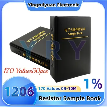 1206 Чип-резистор Книга образцов 50 шт. Набор Ассортимент 1% SMD 170 Values50pcs 0R-10M Книга образцов Книга образцов резисторов