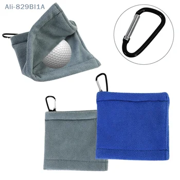 Квадратное полотенце для чистки мячей для гольфа из микрофибры с карабином для поглощения воды, чистая клюшка для гольфа для протирания головы салфеткой