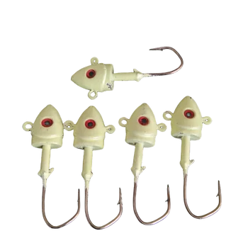 Рыболовный крючок с джигом 5ШТ, 26 г, 28 г, Рыбья голова, 3D Глаза для мягкой приманки на червя, Светящиеся Рыболовные Аксессуары
