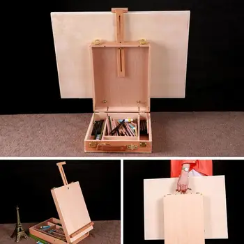 Деревянный художественный мольберт Коробка для рисования с ящиком для хранения Коробка для эскизов Настольный мольберт для студентов Профессионалов начинающих Товары для рукоделия