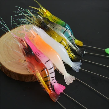Блесна для ловли рыбы, искусственная реалистичная силиконовая светящаяся рыболовная Светящаяся креветка, мягкая рыболовная приманка, приманка для ловли креветок