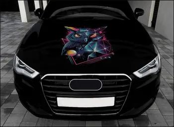 Полноцветная виниловая наклейка на капот автомобиля Owl с абстрактным рисунком