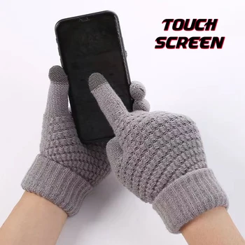Перчатки с утолщенным сенсорным экраном на весь палец, зимние перчатки для езды на велосипеде, защищающие от замерзания, нескользящие клетчатые теплые и непромокаемые варежки