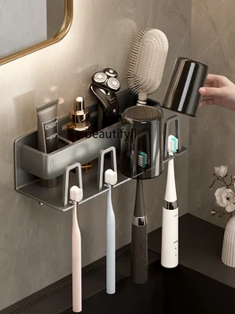zq Вешалка для туалета в ванной без перфорации, настенный держатель для электрической зубной щетки, умывальник для хранения расчески