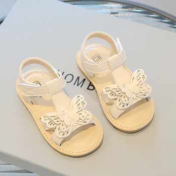 Сандалии для девочек, однотонная детская модная обувь с бабочками, милые детские туфли для первых ходунков, Лето 2023, Новая детская обувь, Уникальный Корейский стиль