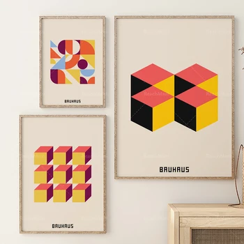 Набор принтов Bauhaus из 3 Принтов - Настенный набор Bauhaus Poster Gallery из 3 предметов Настенного искусства Для печати