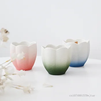 Креативная Современная минималистичная Керамическая чашка в форме лепестка, сделай САМ, Ароматерапия, Скандинавские товары для дома, Свеча Градиентного цвета, Пустая чашка