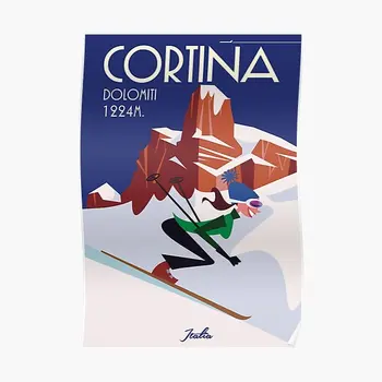 Лыжный плакат Cortina D Ampezzo, картина для украшения плаката, современный дом, Винтажный декор, настенная роспись, забавное комнатное искусство Без рамки