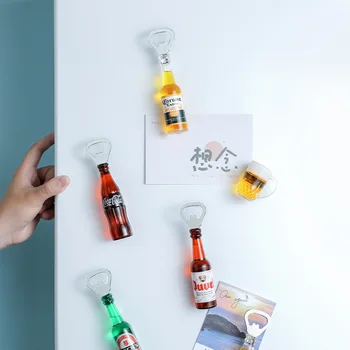 Открывалка для пивных бутылок, Наклейки с магнитом на холодильник, Магнитная наклейка на дверцу холодильника, Открывалка для бутылок, креативные магниты, кухонные принадлежности