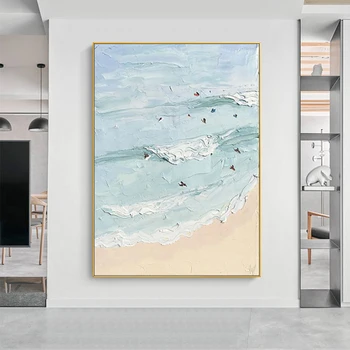Абстрактный пейзаж с морской волной, картина на холсте, современная настенная картина для гостиной, плакаты для домашнего декора