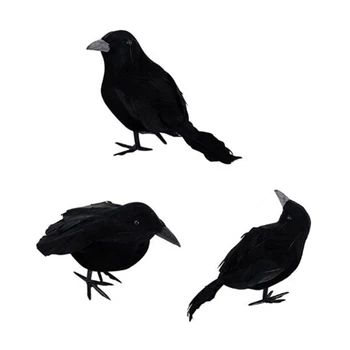 Хэллоуин Черная пернатая Ворона Птица Страшная игрушка реквизит для вечеринки ужасов Хэллоуин