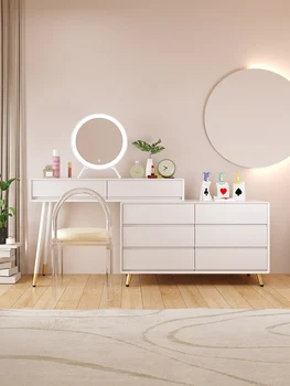Встроенный шкаф-комод, современный простой выдвижной шкаф для хранения в спальне, стол для макияжа знаменитостей white cream wind онлайн