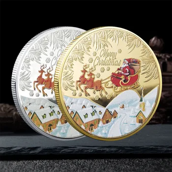 Золотая монета Санта Клауса 2024 года, Серебряная памятная монета, Рождественский подарок