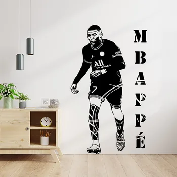 Наклейка на стену в гостиной с изображением футболиста Килиана Мбаппе, Съемная фреска для гостиной, Наклейка для детской комнаты, настенная роспись