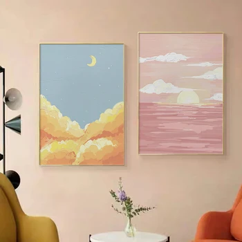 Холст с северным морским пейзажем, современная абстрактная картина для гостиной, Скандинавский пейзаж, украшение для дома, настенный плакат