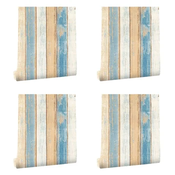 4X6 м Виниловая 3D бумага с древесным зерном в средиземноморском стиле, Самоклеящиеся обои, наклейки на мебель, стены