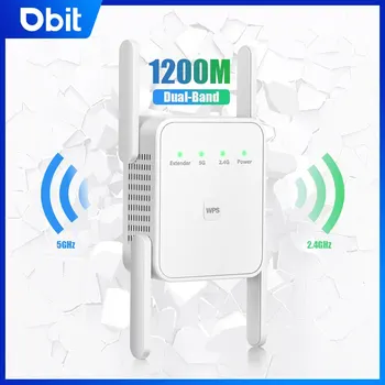 DBIT WiFi Extender AC1200 Ретранслятор сигнала Wi-Fi 2,4 и 5 ГГц двухдиапазонный (8500кв.футов) Высокая проницаемость 4 Антенны 360 ° Полное покрытие
