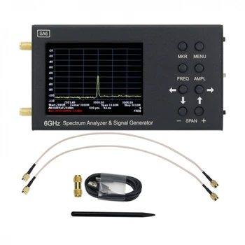 1 комплект SA6 6 ГГц Ручной Анализатор Спектра Беспроводной Генератор Сигналов Тестер 3,2-Дюймовый Сенсорный Экран 35-6200 МГц Из Алюминиевого Сплава