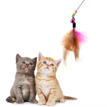 Интерактивная палочка для кошек NICEYARD Cats с маленькими перышками-колокольчиками Пластиковый стержень-палочка Игрушки для кошек Милые Забавные Красочные Принадлежности для домашних животных