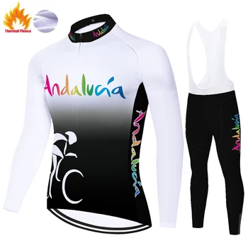 НОВАЯ Андалузская зимняя Термо-флисовая велосипедная одежда tricota ciclismo hombre из джерси с длинным рукавом tenue cyclisme homme hiver