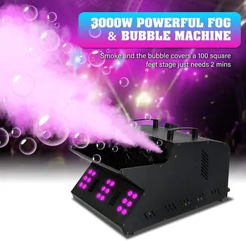 Противотуманная машина, дымовая машина со светодиодной подсветкой RGB DMX512, сценическое освещение, эффект туманообразования с 2 вентиляторами с пузырьками, двойные пузырьковые колеса