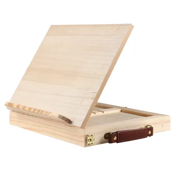 Переносная коробка для покраски из массива дерева Многофункциональная коробка для масляной живописи с четырехскоростным регулируемым и складывающимся выдвижным ящиком