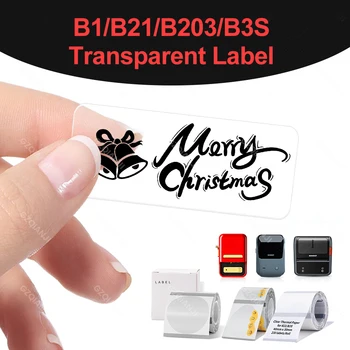 Рулон прозрачной бумаги для этикеток B21, прозрачная наклейка с именем, водонепроницаемый самоклеящийся штрих-код для принтера этикеток Niimbot B1 B3S 30-50 мм