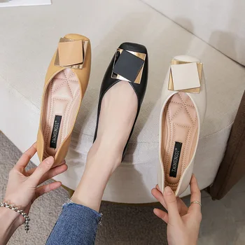 2021 г. Новые женские туфли на плоской подошве, брендовые дизайнерские женские туфли-лодочки с квадратным носком, Высококачественная женская Рабочая обувь для свадебной вечеринки