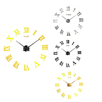 Большой набор настенных часов своими руками, 3D кварцевые часы с зеркальными римскими цифрами для домашнего декора гостиной спальни офиса