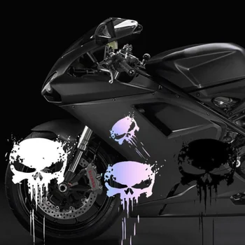 Наклейки на мотоцикл с Рисунком Черепа Водонепроницаемый Солнцезащитный крем Универсальные Аксессуары для украшения мотоциклов и автомобилей Светоотражающие Наклейки