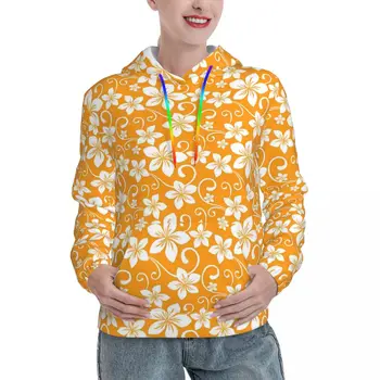 Уличная одежда с тропическим цветочным принтом, толстовки с капюшоном, Зимний Желтый Цветочный принт, y2k, пуловер, толстовка, пара толстовок с модным дизайном Oversize