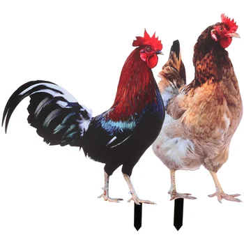 Садовые колья с петухом Акриловые знаки для цыплят Уличная Статуя Курицы Художественная скульптура 