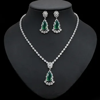 Классический женский персонализированный кулон, ожерелье, серьги, ювелирный набор, высококачественный набор украшений из кубического циркония для свадебного банкета