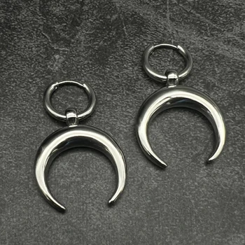 Серьги-кольца в виде луны, металлические серьги в готическом стиле, подарок для девочек, ювелирные изделия в стиле панк-рок, серьги в виде полумесяца