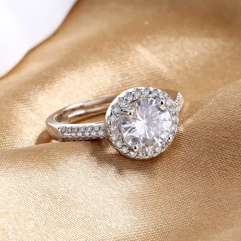 Кольцо из стерлингового серебра S925 пробы, новое открытое кольцо с крупным цирконием для женщин, очаровательные модные украшения для помолвки, свадебный подарок