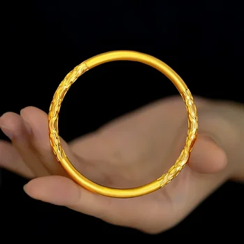 Золотой магазин с женским закрытым браслетом из настоящего золота 999 пробы с древним французским браслетом Xiangyun из 5D золота 18 Карат
