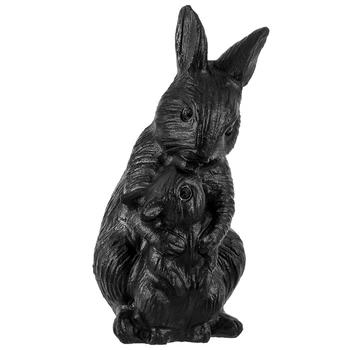 Статуэтка Кролика из черного обсидиана, фигурка животного-Кролика ручной работы для настольных украшений, домашнего декора.