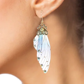 Подвесные серьги Мисс Медальон из стерлингового серебра с эпоксидным крылом бабочки для женщин