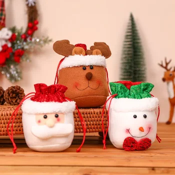 Рождественская Закрывающаяся Сумка Apple Bag Tote Bag Candy Christmas Eve Gift Маленькая Подарочная Сумка для Детских Декоративных Принадлежностей