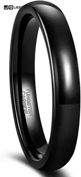 Кольцо из стали с карбидом вольфрама JQUEEN, классическое кольцо с куполом 2/4/6/8 мм, полированное черное кольцо для женщин и мужчин, свадебные украшения