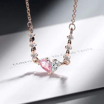 Розовое ожерелье с подвеской из муассанита в виде капли воды цвета D, бриллиантовое ожерелье идеальной огранки для женщин, ювелирные украшения из стерлингового серебра 925 пробы