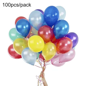 Набор разноцветных воздушных шаров (100 шт. /упак.) 12 дюймов разных ярких цветов, изготовлен из прочного разноцветного латекса для использования с гелием или воздухом.