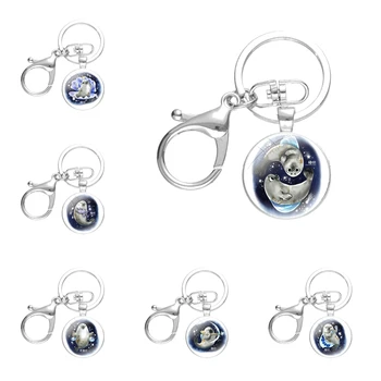 брелки с изображением морского льва Ручной работы из стеклянных сплавов кабошона, брелоки для ключей