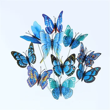 10 шт./компл. 3D Поддельные украшения в виде бабочек, колья в виде бабочек, Реалистичный реквизит в виде бабочек, Украшения для домашнего цветочного плантатора