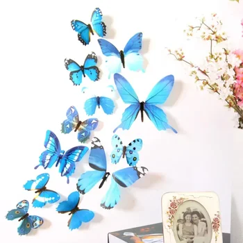 12шт Креативная наклейка с бабочкой, настенная роспись для домашней кухни, DIY Наклейки на стену, наклейка для вечеринки, обои для комнаты, украшения