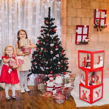 Рождественские украшения Большая красная прозрачная коробка Joy, украшения Joy Blocks для праздничных вечеринок, домашний декор Прочный