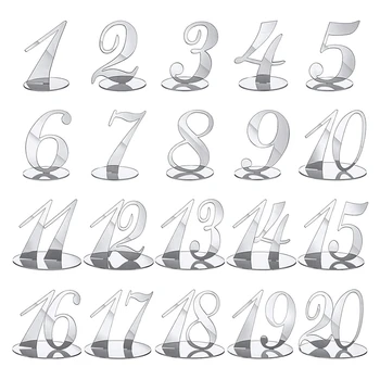 Табличные номера Номера свадебного стола Акриловые табличные номера для номеров свадебного стола Подставки для свадьбы (серебристые)
