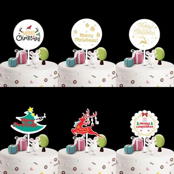 2023 Креативный Акриловый Топпер для торта Happy New Year, украшение в виде рога оленя, Рождественское украшение для торта, Принадлежности для выпечки