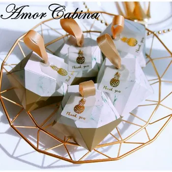 Романтическая коробка конфет в форме бриллианта, ананаса и мрамора, свадебные сувениры и подарки, принадлежности для вечеринок, Бумага для душа ребенка, Подарочные шоколадные коробки